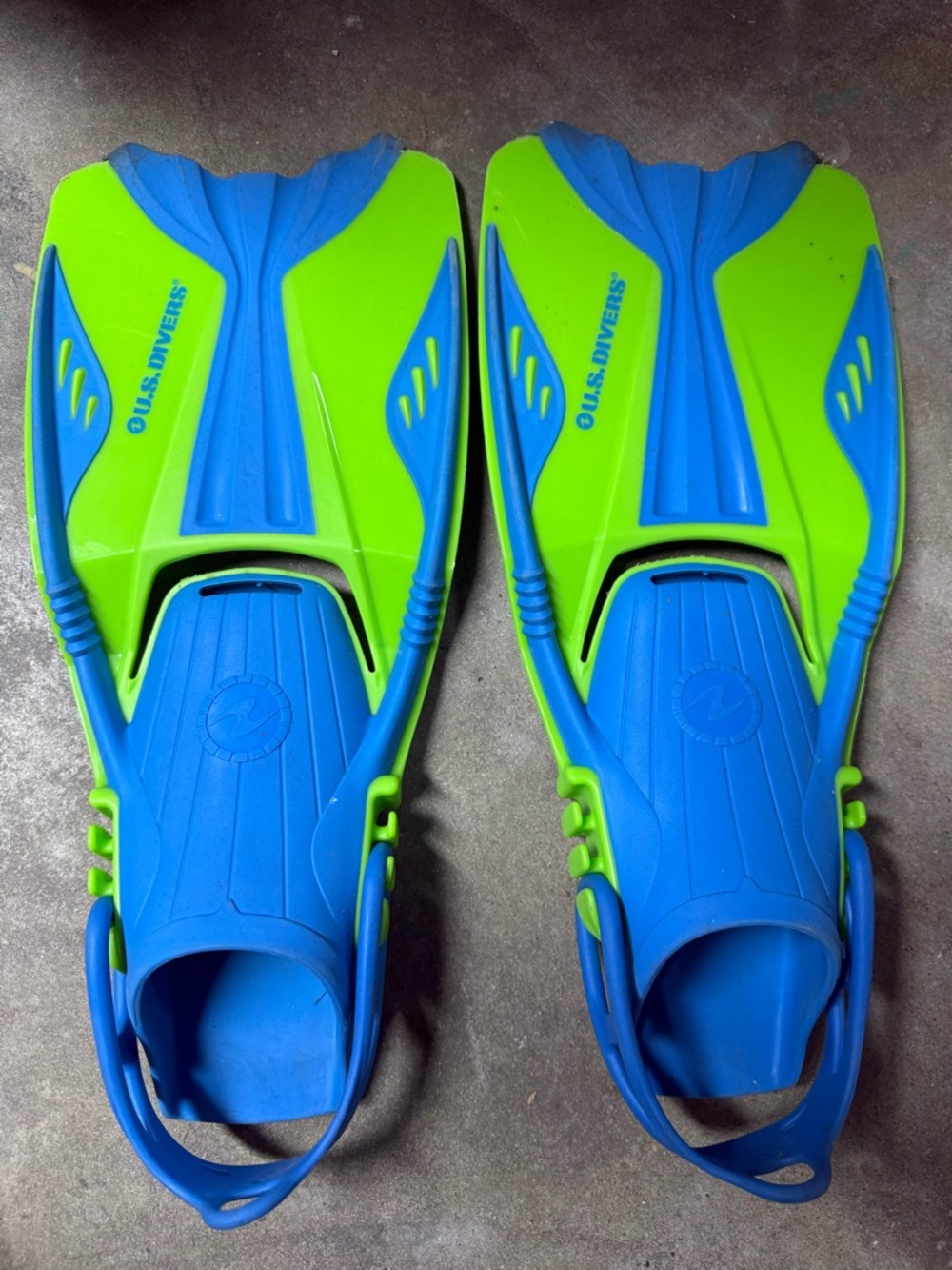 Kids Blue & Lime Swim Fins Size 1-4